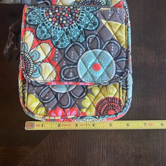 Vera Bradley Flower Power Turquoise Brown Yellow Small Crossbody Quilted Bag - Picture 8 of 11